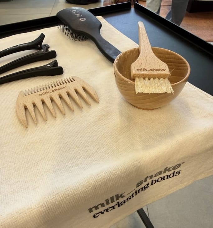 hair tools on a tray