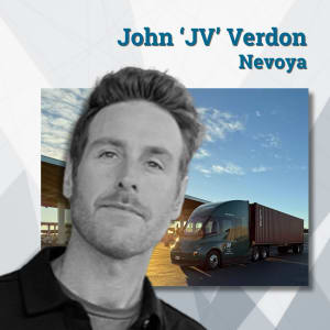 Headshot of John Verdon with Tesla Semi in background