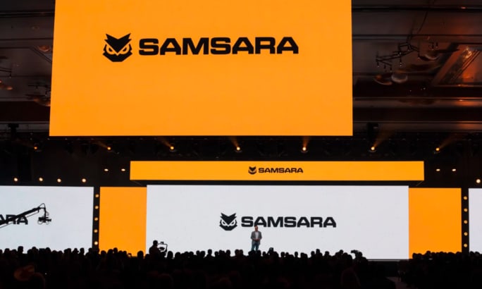 Samsara's rebranding stage presentation.