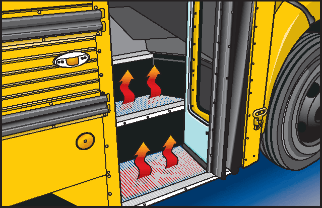 illustration of heated school bus steps