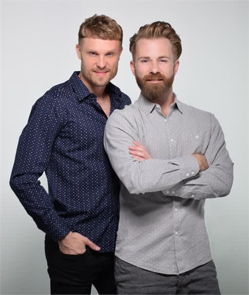 James Gartner and Adam Swanlund, owners of Bii Hair Salon in West Dundee, IL.