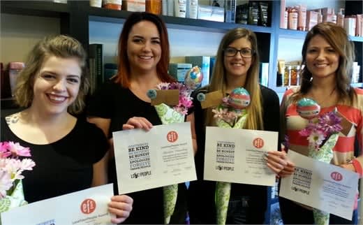 Winners of the Love Your People Customer Service awards at Eric Fisher Salon in Wichita, KS.