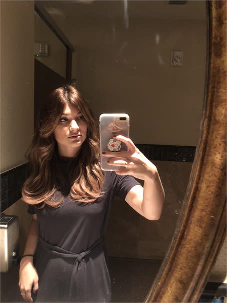 A shameless mirror selfie documenting my new look wearing the Hairband.