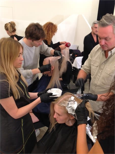 Josh Wood at behind the scenes Prada.