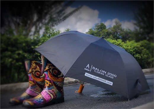 Salon 2000 in Fleming Island, Florida, identifies a branding opportunity on rainy days.