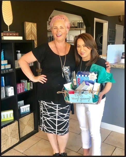 Tamra Segert and a team member from Studio 700 Salon and Spa in Corona, California.