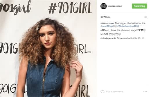 A photographer stood on stage in front of the step-and-repeat, shooting photos of models and posting them direcly to @ninezeroone's Instagram page.