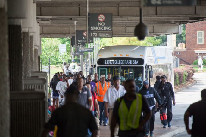 Riders in MARTA bus station