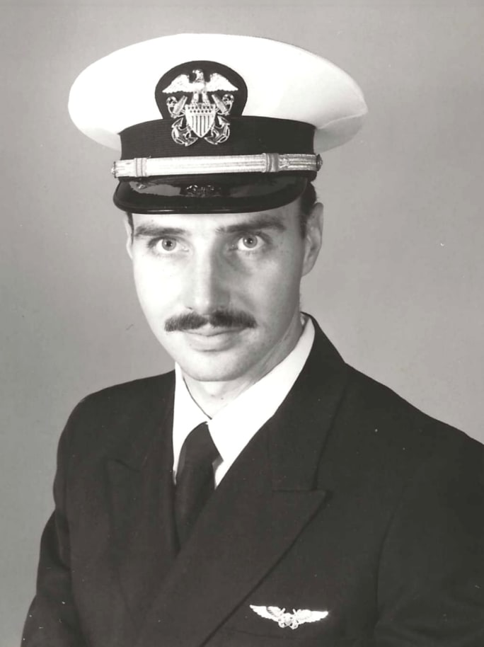 A black and white Navy portrait of Martin Staples.