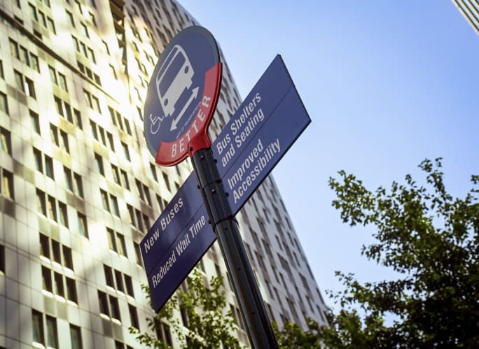 New bus signage at NYCT stop