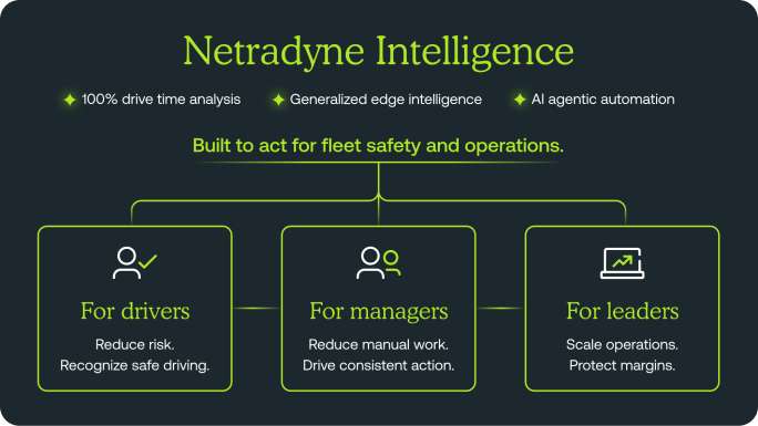 Graphic diagram summarizing Netradyne Intelligence features
