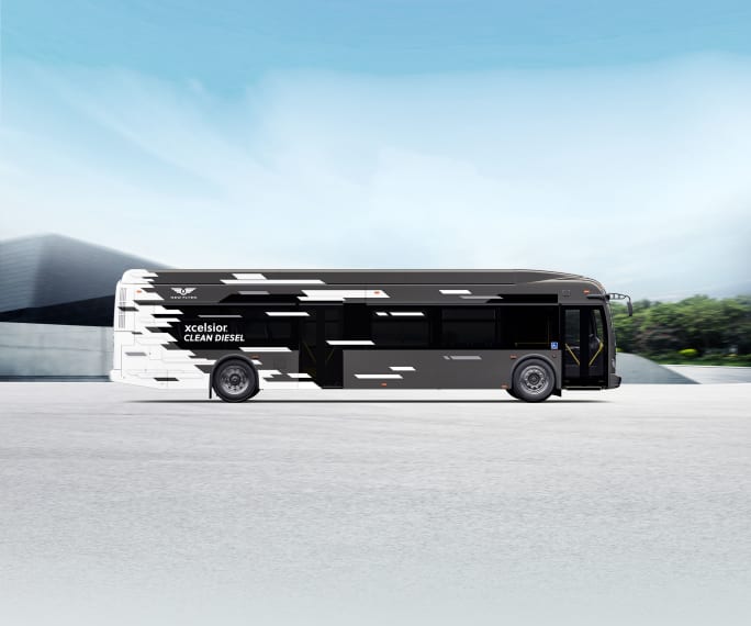 Picture rendering of a New Flyer Clean-Diesel Bus.