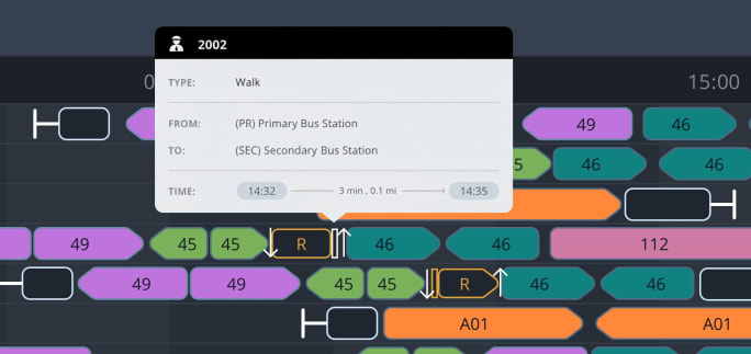 A screenshot of Optibus' Relief Car tool