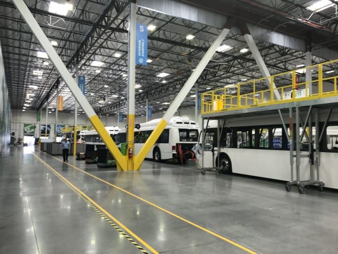 A bus manufacturing facility