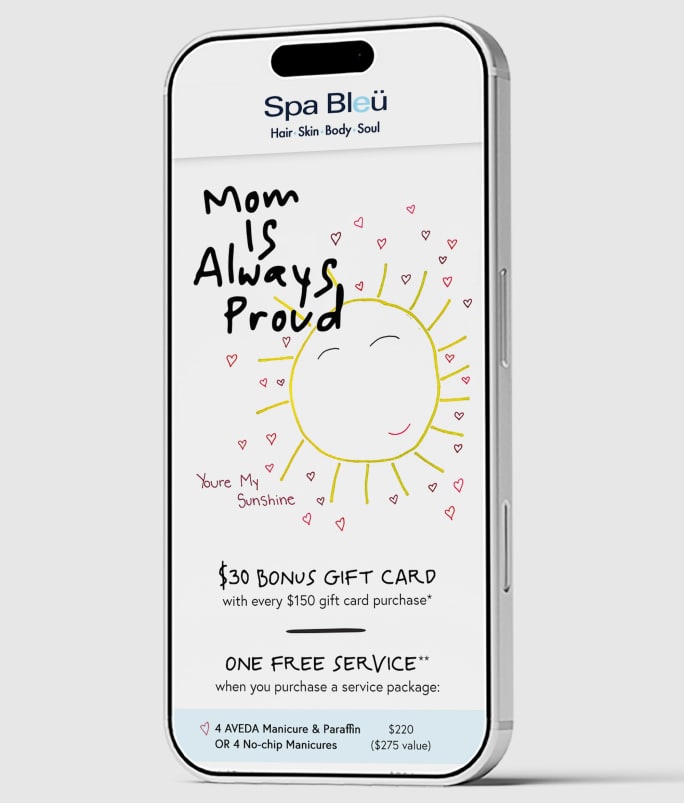 A Mother's Day text campaign for Spa Bleu