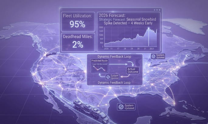 Map of U.S. showing logistics trends and statistics.