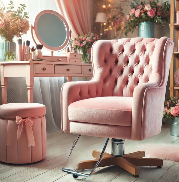A salon chair in a salon.