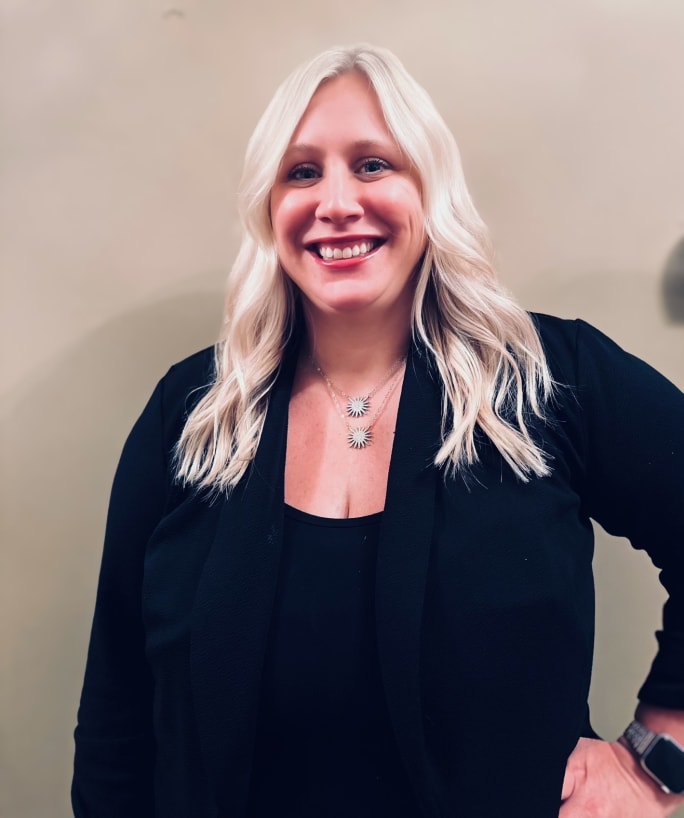 Alisha Helset, owner of Salon Fusion, celebrates the win of a $28,000 color bar makeover thanks to Vish and Minerva Beauty.