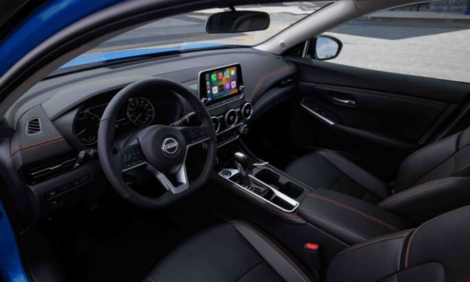 The front cab interior of a 2025 Nissan Sentra. 