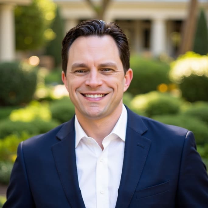 Business photo of Ryan Kerzner in a blue jacket and white dress shirt.