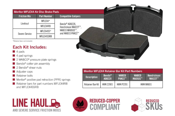 Cummins MFlex4 heavy-duty brake pad. 