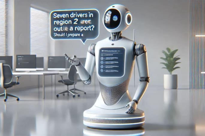 Ai generated image of an AI assistant in an office. 