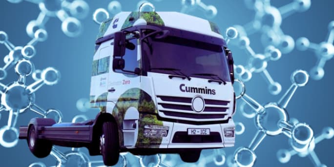 Cummins hydrogen engine truck.