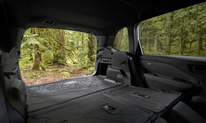 2026 Subaru Forester Wilderness interior cargo space with seats folded down.