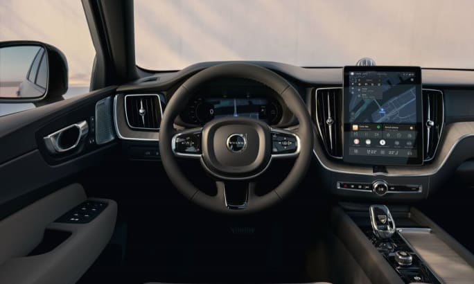 Interior front-cabin shot of a 2026 Volvo XC60.
