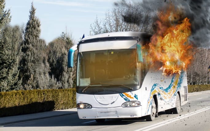 Bus on fire