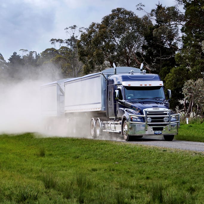 Freightliner Cascadia road train in Australia.