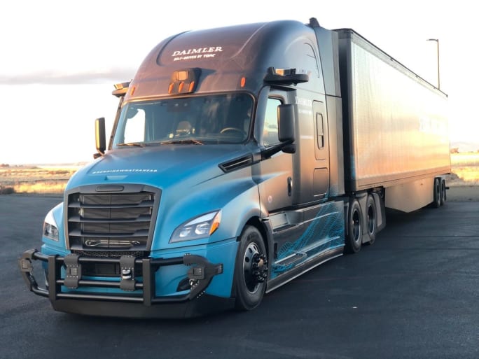 Freightliner Cascadia autonomous truck.