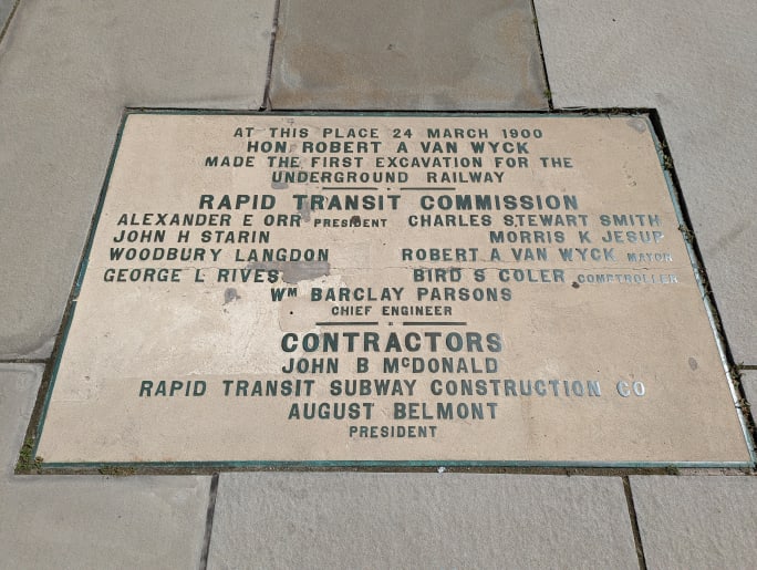 NYC subway groundbreaking Plaque