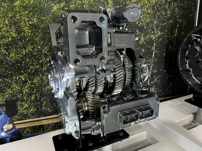 A lightweight Eaton-BAE System electric truck transmission. 