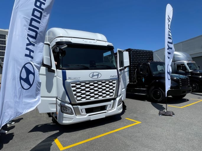 Hyundai Xcient truck at ACT Expo 2025.