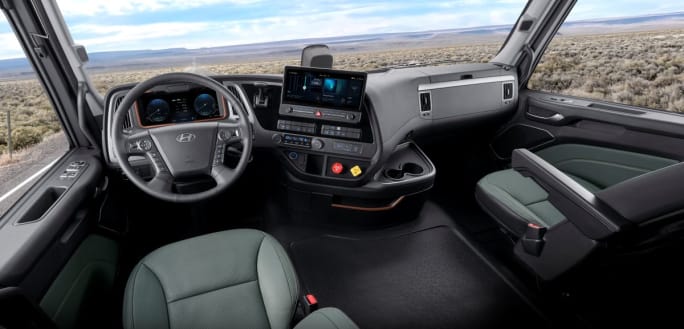 Hyundai Xcient cab interior.