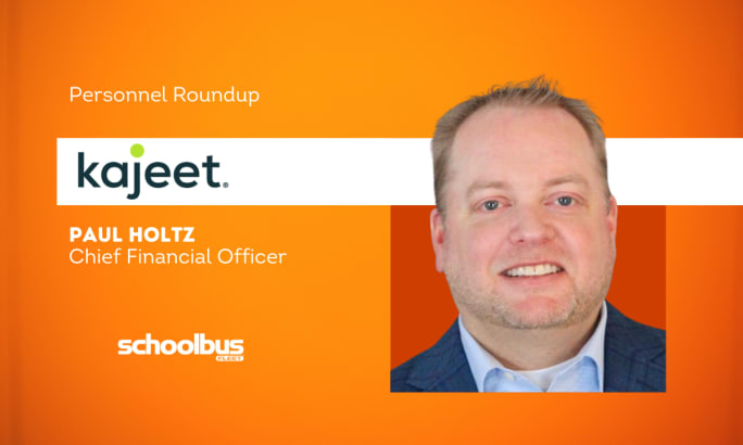 An orange and white graphic with a business portrait of Paul Holtz.