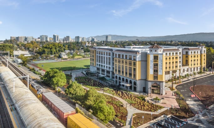 Image of affordable homes from the Tamien Light Rail station.