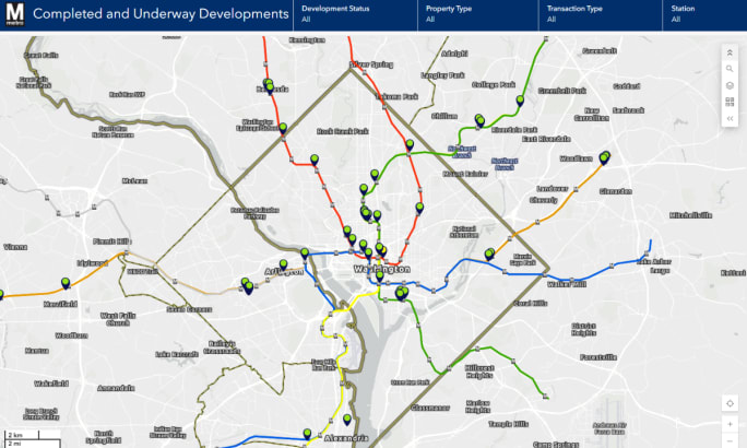 Map from WMATA's Joint Development Tracker.