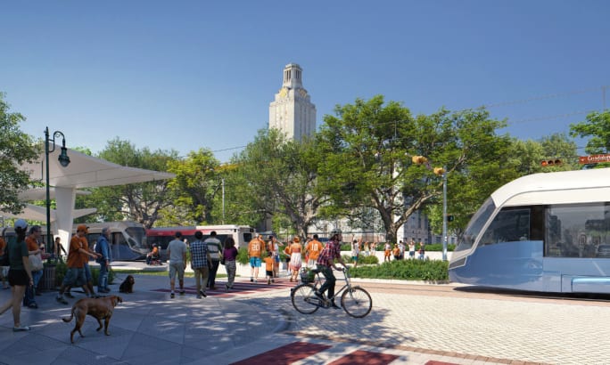 A rendering of ATP's light rail in Austin.