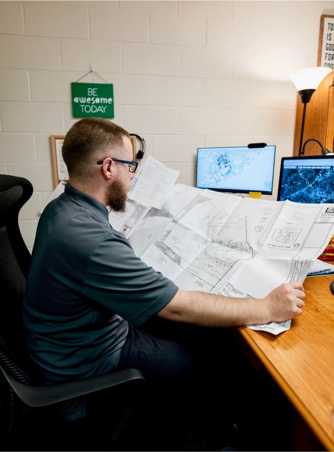 A man looks at a Paper Map
