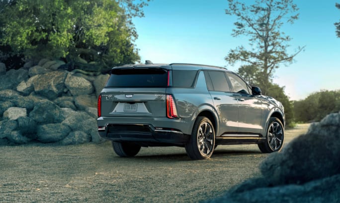 Back right view of a 2026 Cadillac Escalade IQL.