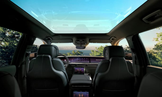 Interior roof view of a 2026 Cadillac Escalade IQL.