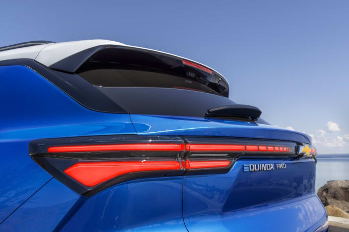 Exterior trunk of a blue Chevrolet Equinox EV SUV.