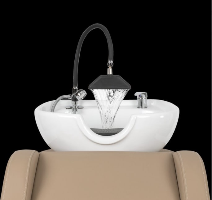 Minerva Beauty offers shampoo bowl attachment designs that replace the sprayer connection and, presto, you’re offering headspa services.