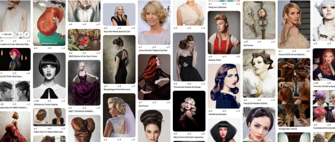 A grid of hairstyle images