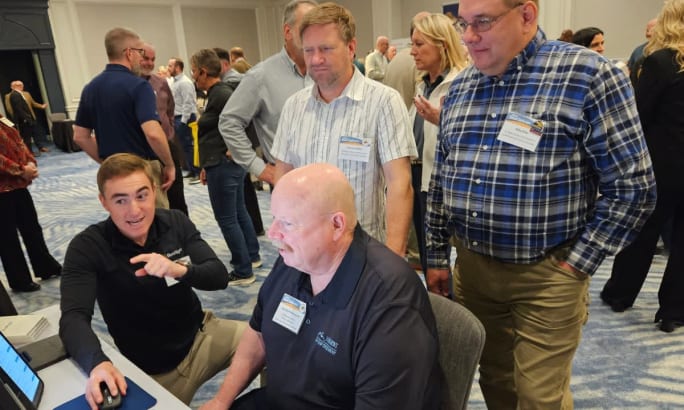 a product demo at a trade show