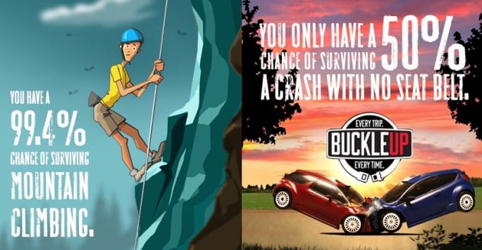 An NHTSA social media post to encourage other car passengers and drivers to wear the seat belt.
