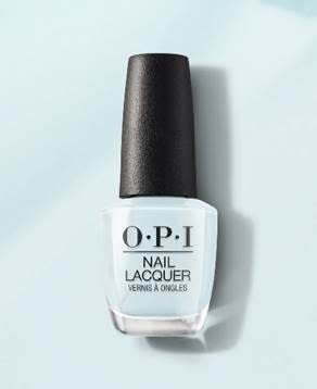 A bottle of light blue nail polish