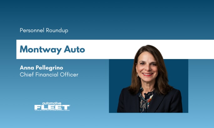 Portrait of Anna Pellegrino, Chief Financial Officer at Montway Auto Transport, smiling in a dark blazer against a blue background.